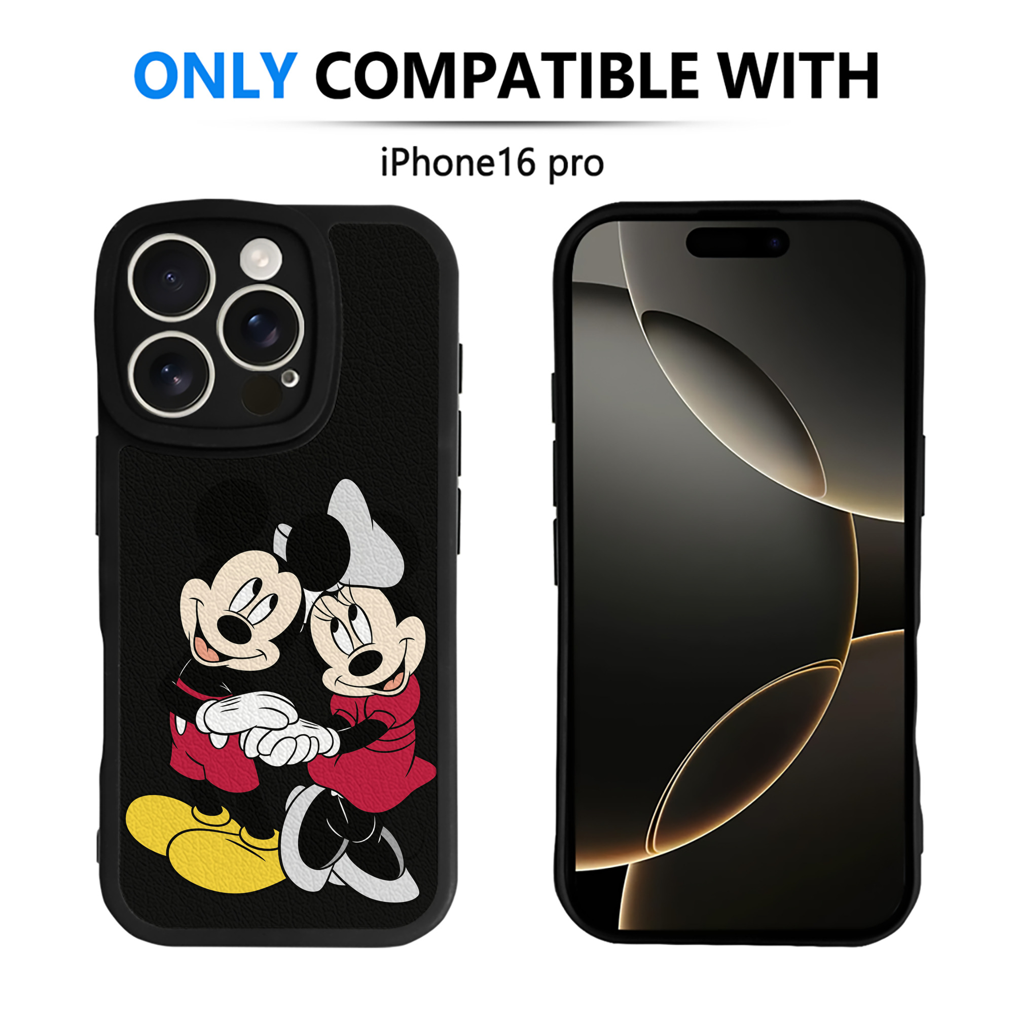 （画像用） ミッキーマウス Mickey Mouse 【iPhone 16シリーズ対応】シリコンスマホケース（レザー調） 材質：シリコン